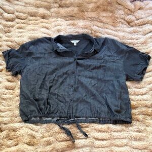 Time and Tru Black Button-Up Top